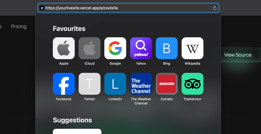 LiveSite mobile interface